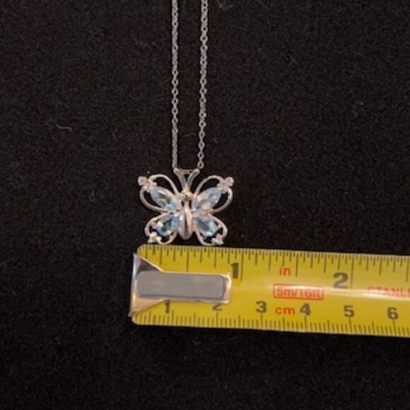 BLUE TOPAZ | Butterfly Sterling Silver Necklace-NWT - Picture 7 of 9